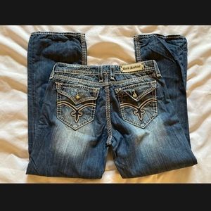 Womens Rock Revival Elaine Easy Boot Flap Pocket Jeans sz 33